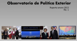 Observatorio de Política Exterior No. 1. Reporte de Enero 2015